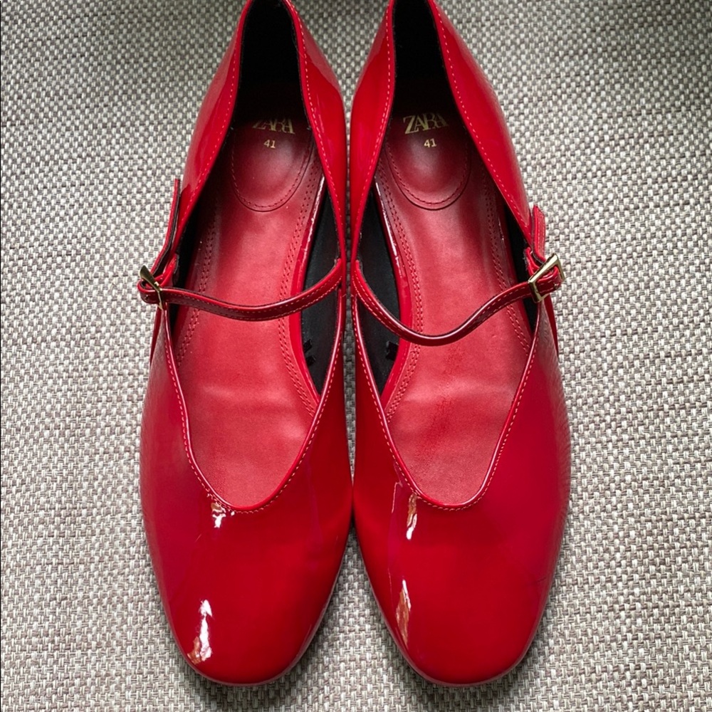 Zara Ruby Red Patent Leather Flats